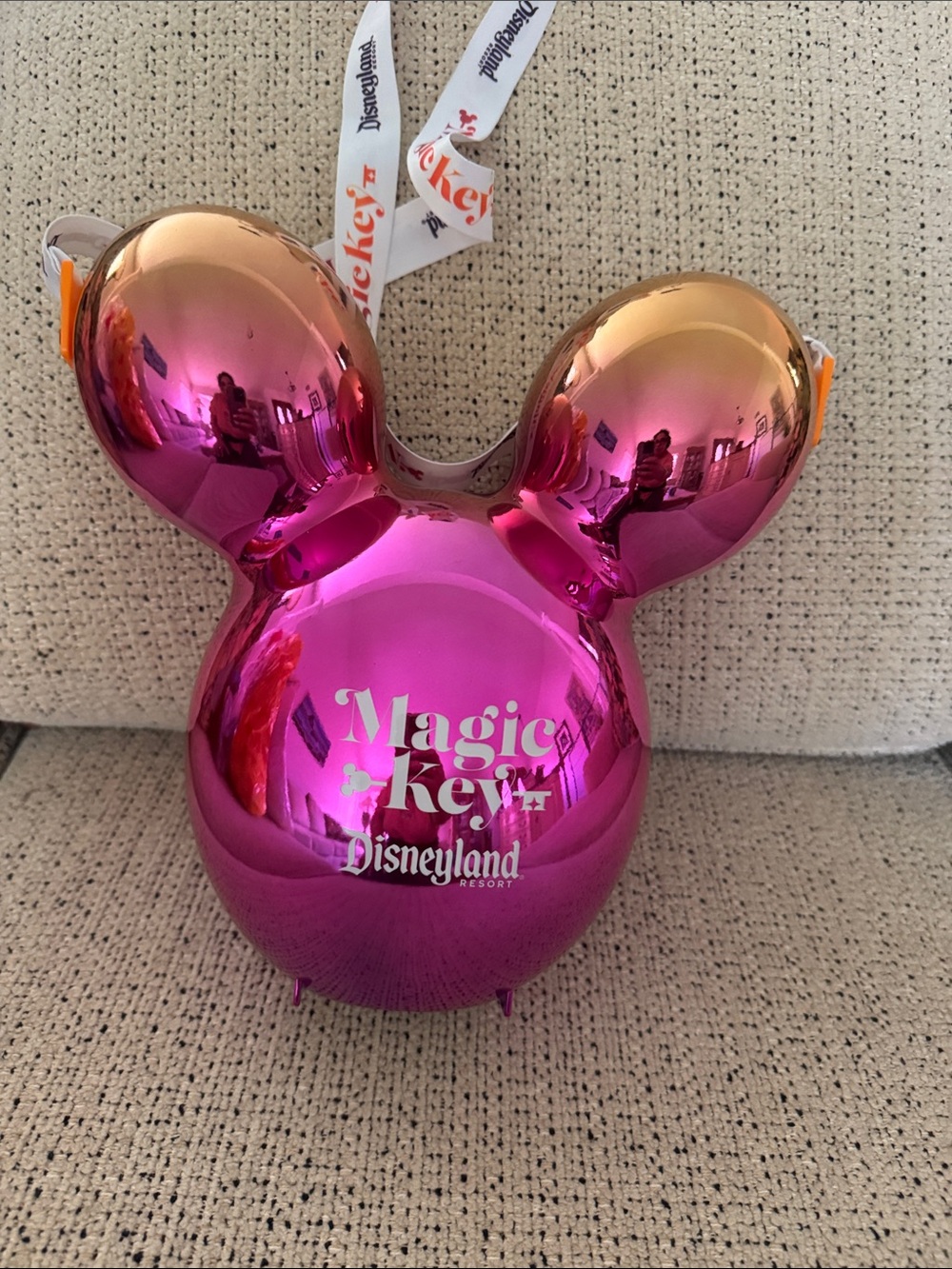 Disneyland Magic Key Metallic Pink Ombré Mickey Popcorn Bucket
